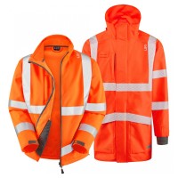 Leo Workwear Clovelly With Buckland Class 3 Hi-Vis Orange Anorak Softshell Jacket